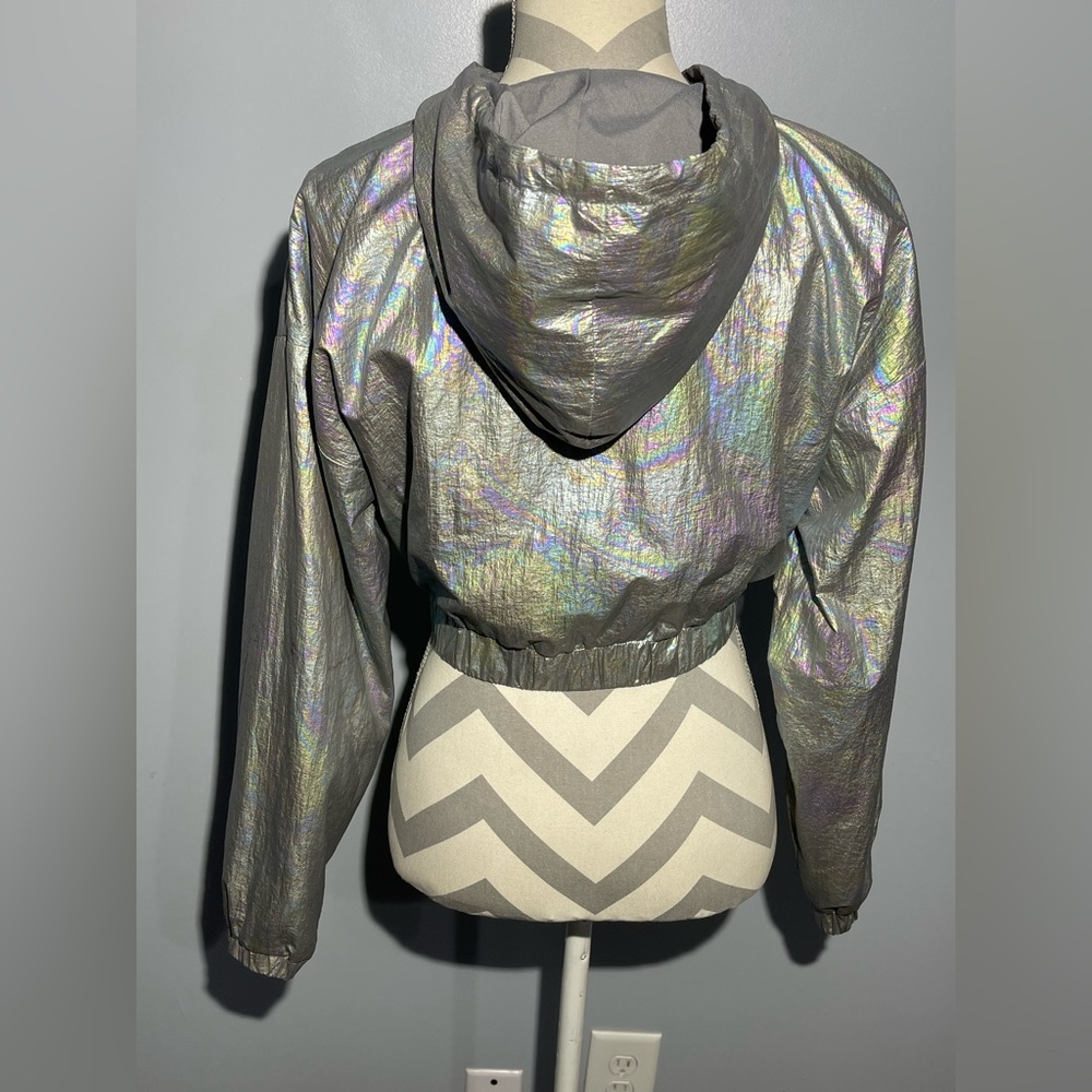 Superdown Silver Iridescent Bomber Jacket - image 4